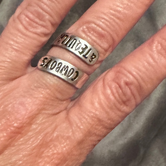 Cowboys & Tequila Adjustable Stainless Steel Ring - Picture 3 of 13